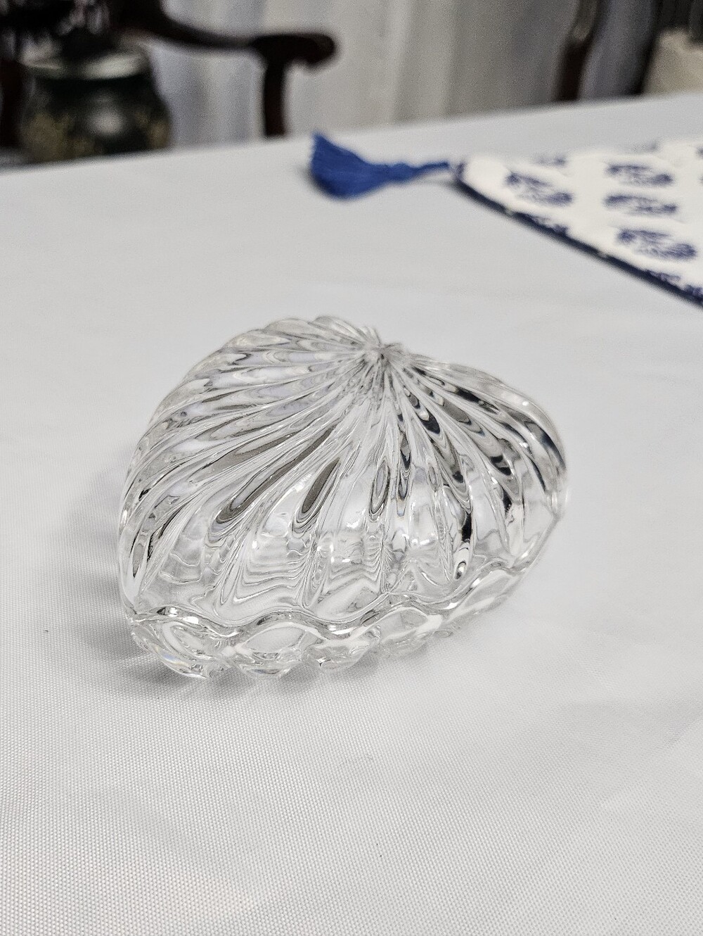 Vintage Mikasa Clear Crystal Heart Shaped Lidded Trinket Box